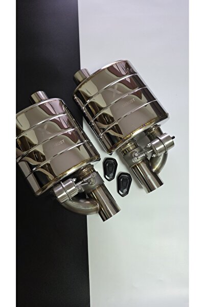 OEM Set of 2 Stainless Steel Sport Mufflers with Vacuum Flap 63MM