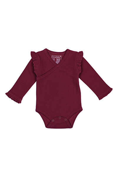 Lovedbaby Body bebe cu maneca lunga si volane, bumbac, Corduroy Sugarplum, 0-...