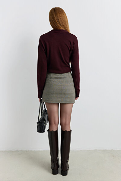 Babushka Plaid Belted Mini Shorts Skirt