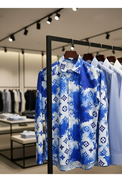 YusGos Long Sleeve Cotton Easy Iron Patterned Regular Fit Premium Sports Men's Shirt