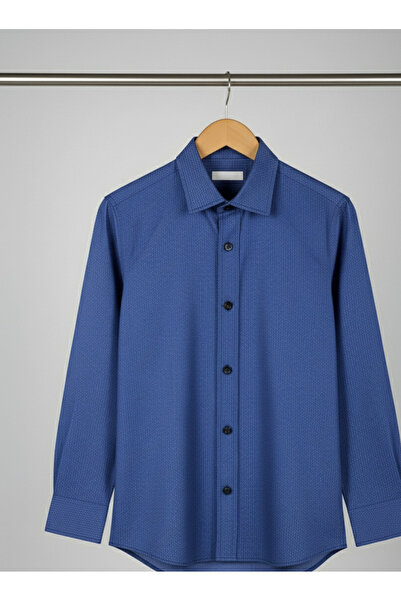 YusGos Long Sleeve Cotton Easy Ironing Faded Spot Pattern Regular Fit Premium Men's Shirt