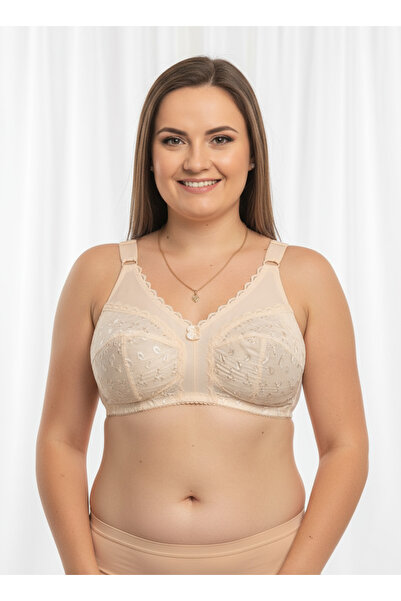 ihaoo Cotton canvas bra without padding, without wire, cup F