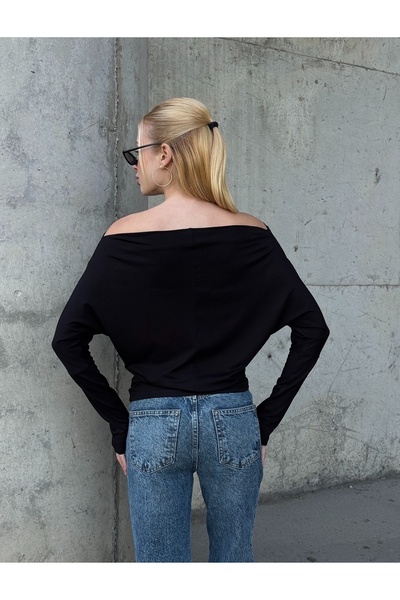 MAMAYAGA Women's Boat Neck Full Stretch Asymmetrical Cut Comfort Sports Stylish Design Soft Blouse