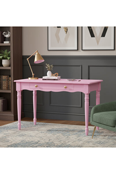 Wooding Mobilya 100 Cm Masif Pembe Tornalı Çalışma Masası