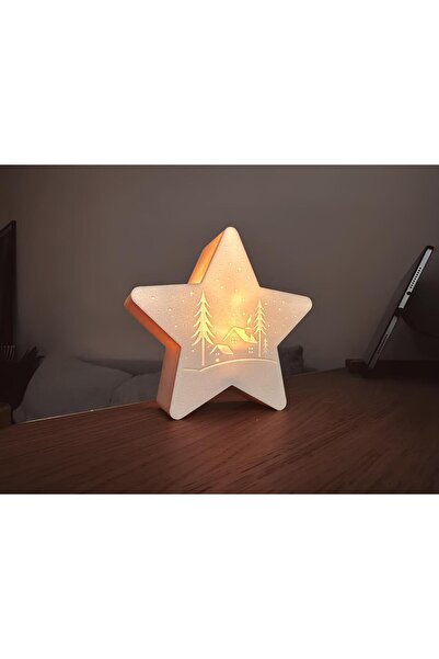 RubaTrend Yılbaşı Temalı Tealight Dekoratif Mumluk Yıldız Lamba Led Dahildir