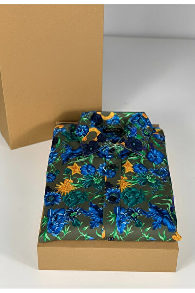 YusGos Long Sleeve Cotton Easy Iron Shawl Pattern Regular Fit Premium Men's Shirt