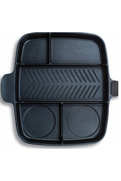 MANDU Multifunctional grill pan with 5 cooking compartments WOODEN HANDLE