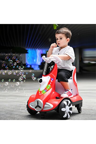 My modern game Electric ride-on car for kids with dual 6V motors, automatic bubbles, music, LED lights, and remote control.