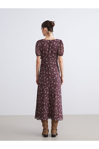 LC Waikiki Lcw Vision Sweetheart Neckline Floral Balloon Sleeve Dress