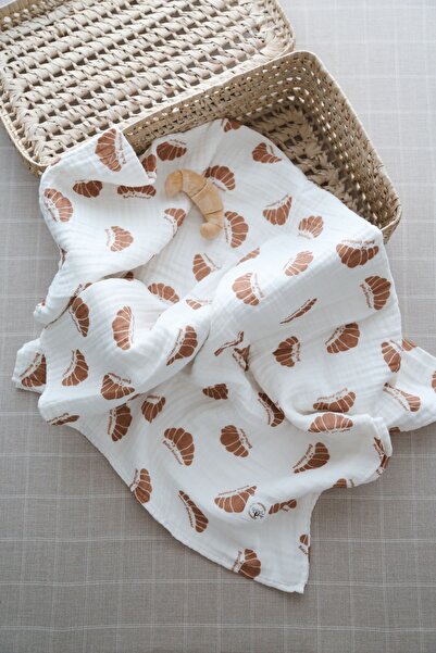 DoDo'S Baby Dört Katlı Kruvasan Desenli Organik Müslin Örtü