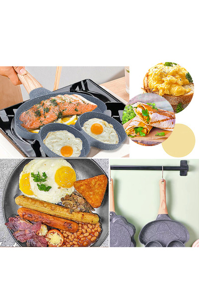 Amir Gray frying pan with 3 compartments and wooden handle