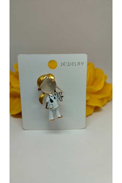 Sedaccessories BROŞ , Sarı Saçlı Kadın Doktor Figürü