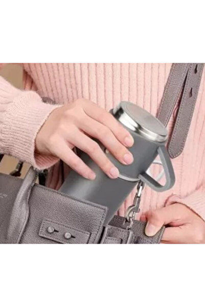 BASE Stainless steel thermos set with 3 cups 500ml insulated glass for hot and cold drinks GREY