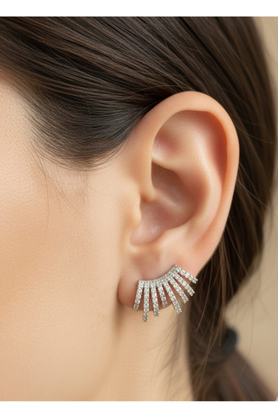 XUPING JEWELRY أقراط فضية اللون من الفولاذ بتصميم عصري من BİLGE TAKI مع أحجار...