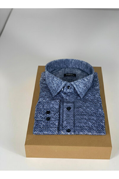 YusGos Long Sleeve Cotton Easy Iron Patterned Regular Fit Premium Men's Shirt