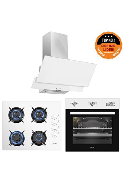 AFM tech Home Dizayn Riga Beyaz Statik Fırınlı Basic Ankastre Set ( FM7301 + ...