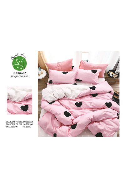 FIONNA.RO Lenjerie De Pat Bumbac Satinat Superior - Pink