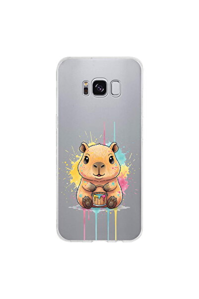 PrintiFy Samsung Galaxy S8 ile Uyumlu Splash Kapibara Tasarımlı Şeffaf Siliko...