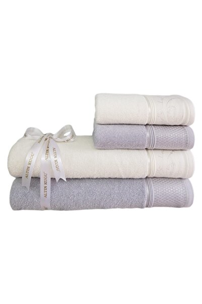 Özdilek Ditsy Best Set Hamam Takımı- Krem Gri