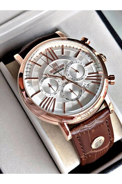 Reward Kahverengi Deri Kordon Orjinal Klips Fonksiyonlu Erkek Kol Saati + BİL...