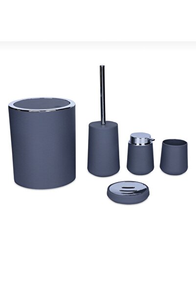CEZVE HOME Diamond 5 Piece Gray Modern Acrylic Bathroom Set