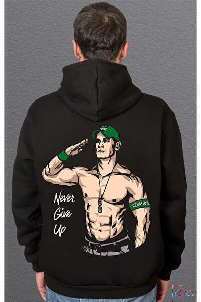 Bumeta Hanorac unisex cu glugă John Cena Never Give Up Salute American Wrestl...