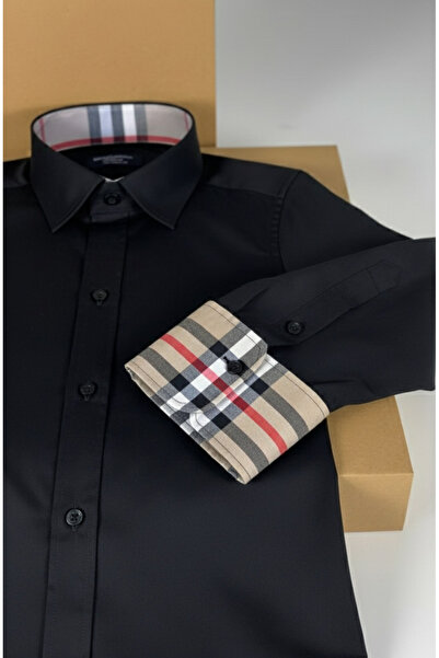 YusGos Women's Long Sleeve Easy Iron Cotton Satin Regular Plaid Detailed High Quality Premium Office Shirt