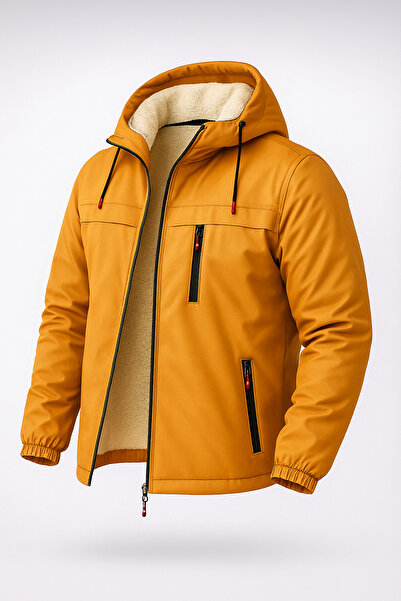 FASİON Men's Fur-Lined Winter Coat Jacket