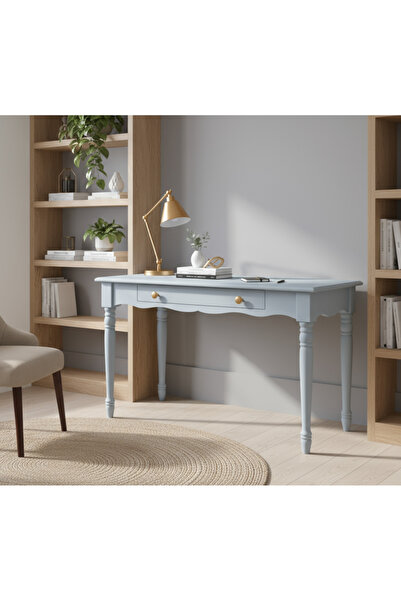 Wooding Mobilya 120 Cm Masif Mavi Tornalı Çalışma Masası