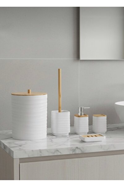 CEZVE HOME طقم حمام أكريليك حديث أبيض مكون من 5 قطع من أوليفيا مع غطاء من الخ...