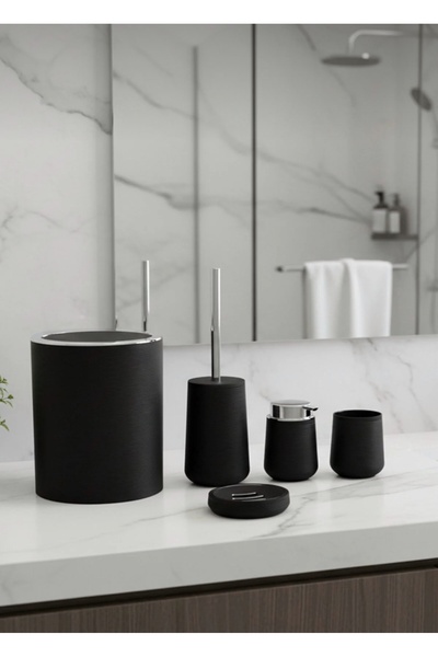 CEZVE HOME طقم حمام أكريليك حديث أسود مكون من 5 قطع من دايموند