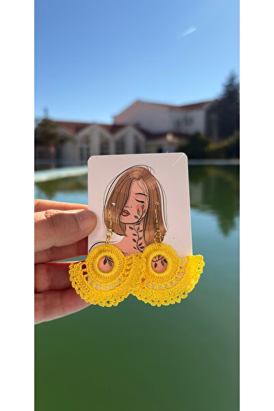 BAGS Dennis'M Handmade Yellow Crochet Earrings – November Special Design