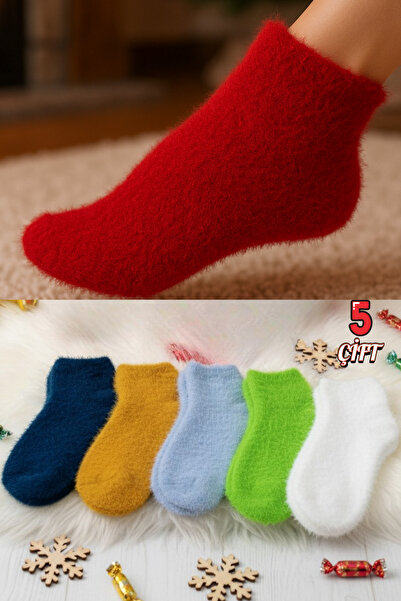 stellare Women's Thick Winter Fuzzy Towel Socks Set of 5 – Soft Textured, Warm, Colorful Winter Socks