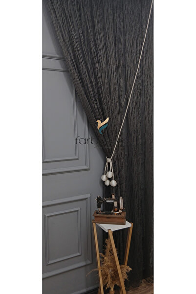 farbateks Anthracite Broken Glass Pattern Topcuklu Double-Breasted Right Wing 3-Layer Pleated Tulle