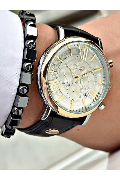 Reward Siyah Renk Deri Kordon Roma Rakamlı Orjinal Kilit Fonksiyonlu Erkek Ko...