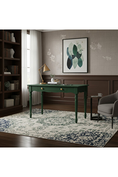 Wooding Mobilya 120 Cm Masif Yeşil Tornalı Çalışma Masası