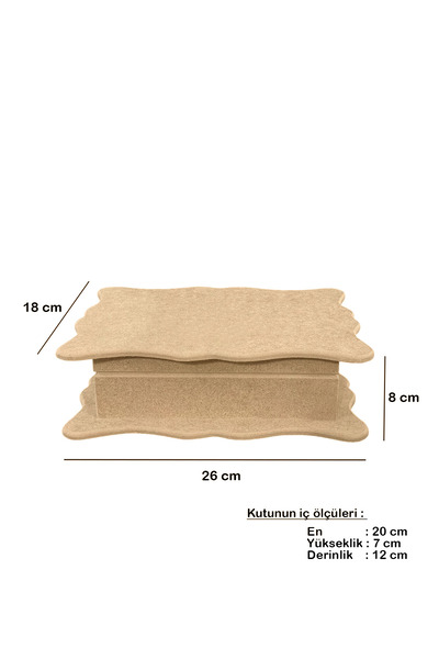 Dumbo Butik Ahşap, Boyanabilir Ham Mdf Yelpazeli Kutu, 26x18x8 cm