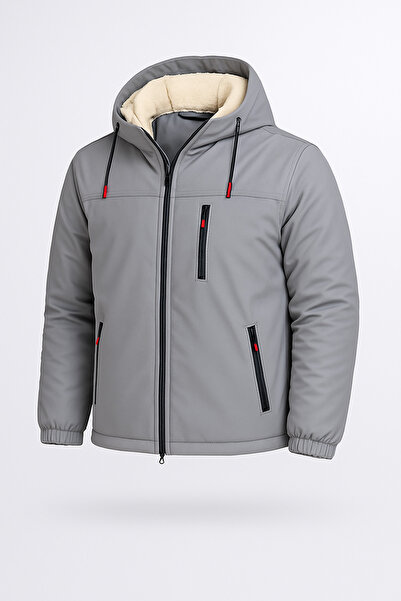 FASİON Men's Fur-Lined Winter Coat Jacket