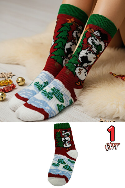 stellare Women's Thick Winter Christmas Patterned Towel Socks Colorful Themed Socks 1 Pair