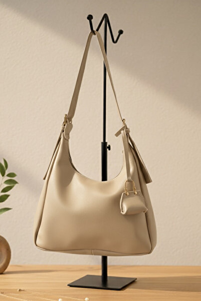 MioArt Geantă moale pentru femei, geantă de umăr cu breloc