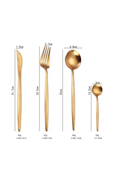 BASHAR 24-piece Portuguese-style cutlery set - gold color