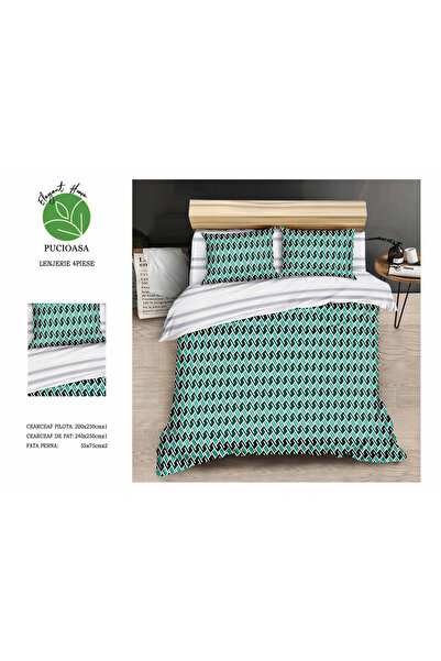 FIONNA.RO Lenjerie De Pat Bumbac Satinat Superior - Nuante De Verde