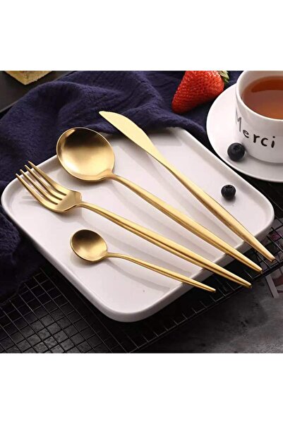 BASHAR 24-piece Portuguese-style cutlery set - gold color