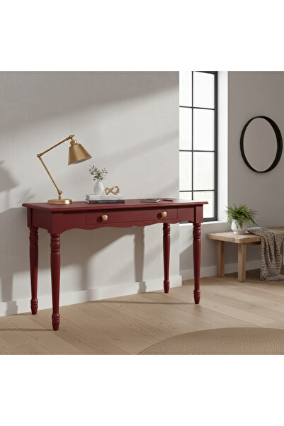 Wooding Mobilya 120 Cm Masif Kırmızı Tornalı Çalışma Masası
