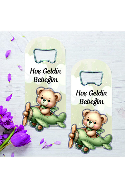 Ege ajans 10 Wooden Embossed Figure Baby Birth Newborn Birthday Opener Magnet