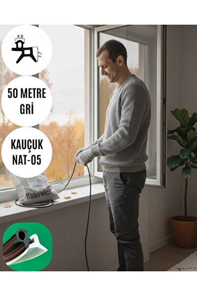 BABAWİCK Pure Rubber Nat-05 Door Window Seal 50 Meters Gray Repair Sealant Good Quality and Long Lasting