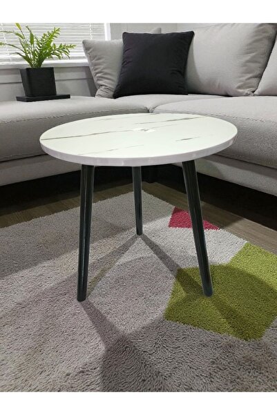 Generica Small Round Folding End Table, 3-Leg Movable Coffee Table, White
