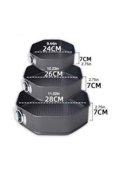 Amir Set of 3 Octagonal cake trays, 3 sizes