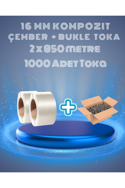 Dalpak Ambalaj 16 mm Beyaz Kompozit Lifli Çember 2'li ve Bukle Toka