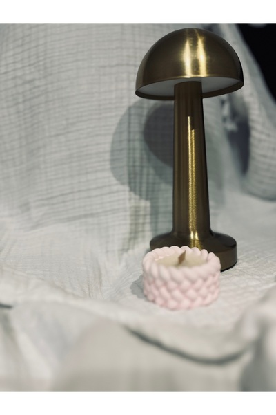 MUM Pembe Örgü Desenli El Yapımı Dekoratif – Ahşap Fitilli